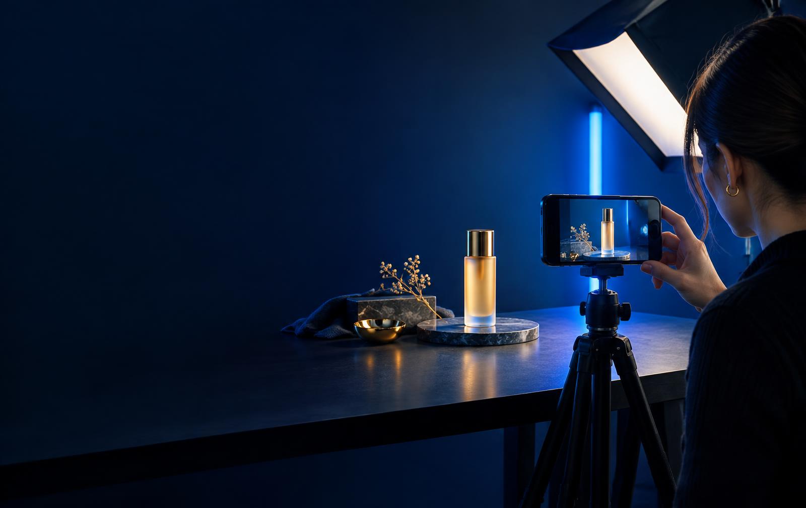 Creator filming a product for a social campaign